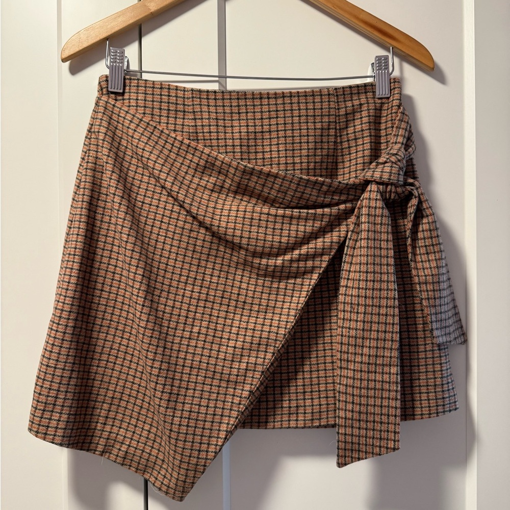 Aritzia Wilfred Brown Tan Wrap Mini Skirt